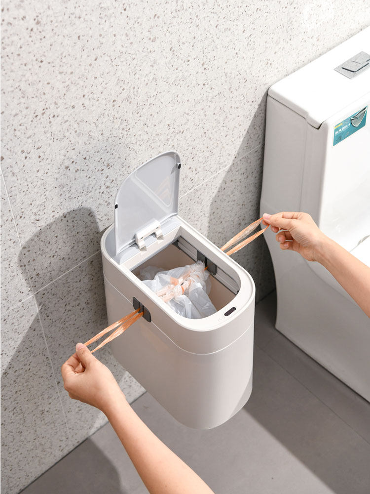 卫生间垃圾桶壁挂式自动打包家用智能感应夹缝厕所专用卫生桶纸篓