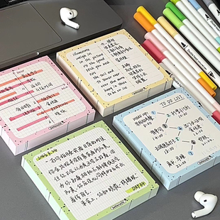 小红书同款ins风高颜值奶油泼墨便签本学生学习可撕无粘性计划本