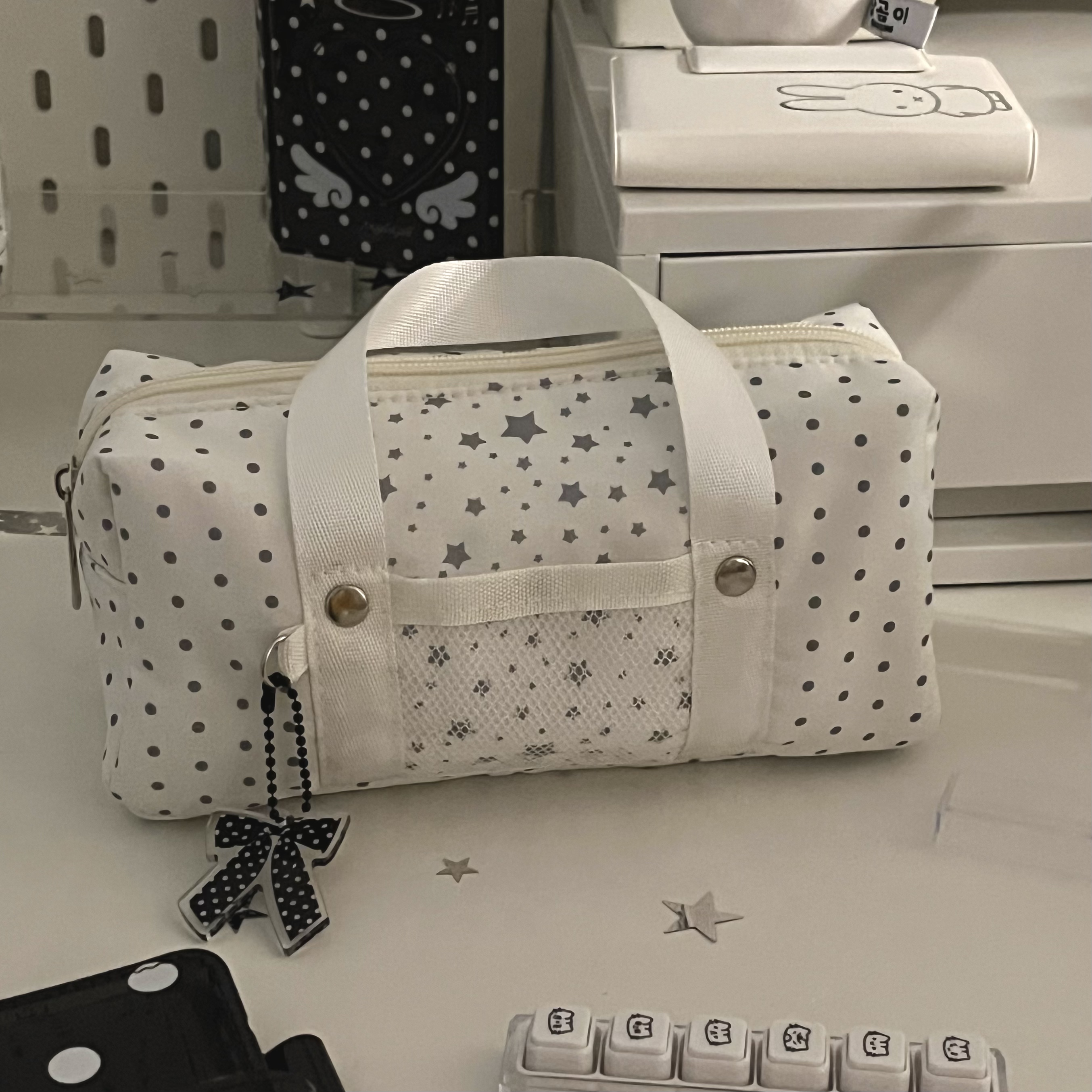 ins原创星星点点手提笔袋