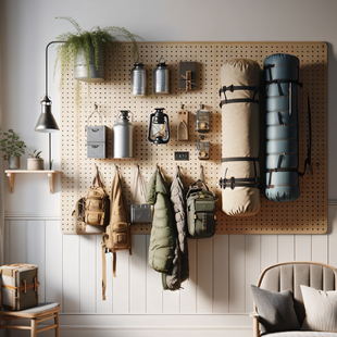 木工小舅 定制露营装备收纳洞洞板 户外野炊工具用品墙上展示架