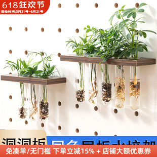 木工小舅 15mm洞洞板配件黑胡桃色木质水培绿植试管置物架植物X