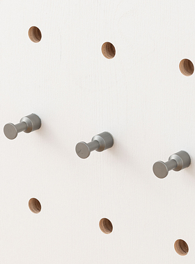 木工小舅 15mm洞洞板配件实心全铝挂钩 免打孔灰色圆孔置物挂杆X