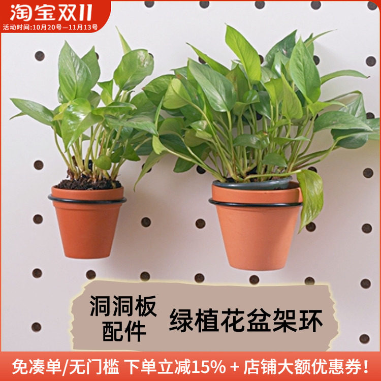 木工小舅 15mm洞洞板配件阳台花盆架环 客厅金属挂式多肉小花支架