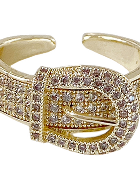 高级感微镶皮带设计开口戒指女ins潮 小众冷淡风轻奢网红时尚单品