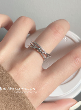 女合金韩版打结戒指微镶