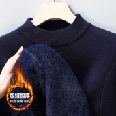 外穿内搭打底衫 冬季 针织衫 男士 新款 纯色毛衣加绒加厚可翻高领修身