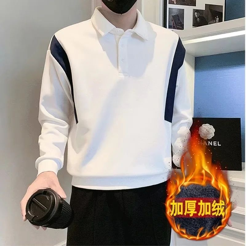 加绒潮牌拼接套头加绒男卫衣