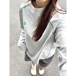 灰白色长袖t恤男女2025春夏冰丝运动骑行服户外凉感插肩袖上衣服