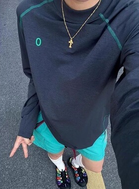 黑色冰丝防晒衣速干长袖t恤男夏季薄款运动骑行服户外插肩袖上衣