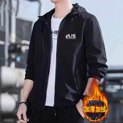 潮牌连帽冬季加绒户外防水工装男