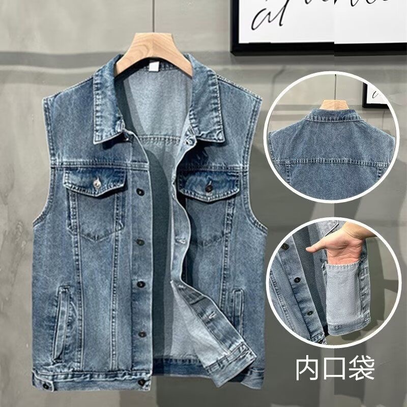 潮牌工装背心牛仔马甲男百搭外套