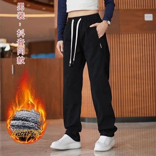 加绒加厚休闲裤 耐脏耐磨休闲长裤 男士 秋冬工装 宽松潮牌直筒裤 冬季