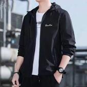 户外登山防风防水连帽冲锋衣春季 宽松休闲潮流百搭夹克外套男 薄款