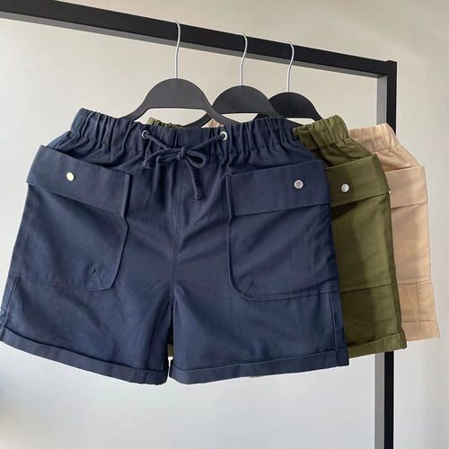 短裤+纯棉+大口袋+宽松+休闲