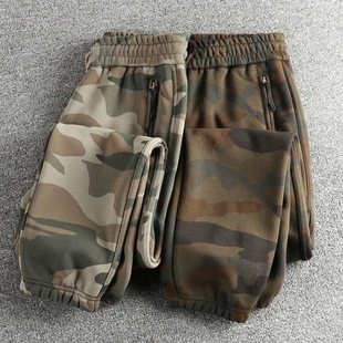 字母刺绣跑步迷彩百搭束脚卫裤 秋冬新款 休闲运动裤 男装 长绒棉美式