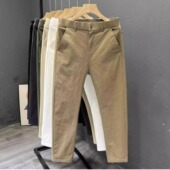 潮流百搭韩版 薄款 修身 小脚裤 休闲裤 纯棉小个子锥形九分裤 子男夏季