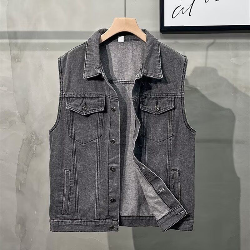 潮牌外套男牛仔马甲男百搭港风