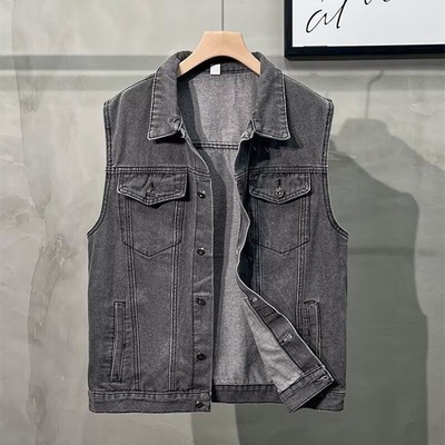 潮牌外套男牛仔马甲男百搭港风