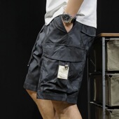 cityboy日系复古迷彩工装 休闲宽松直筒潮牌多口袋五分裤 短裤 男士
