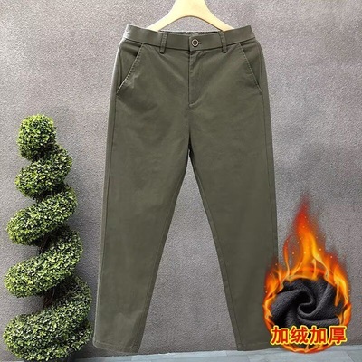 长裤+弹力+加绒+修身+小脚+简约