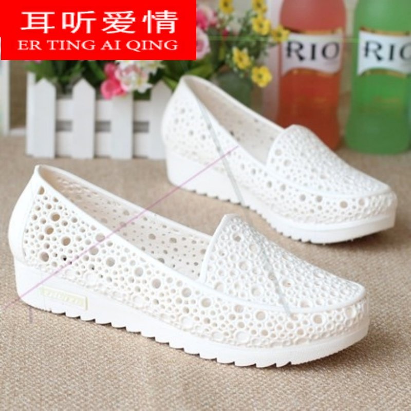 舒适防滑平底透气镂空女鞋妈妈凉鞋软底护士鞋白色夏季防臭洞洞鞋|ruв категории Женская обувь, 凉鞋, 洞洞鞋 - от Buy2taobao.com для оказания профессиональной услуги покупки агента Taobao
