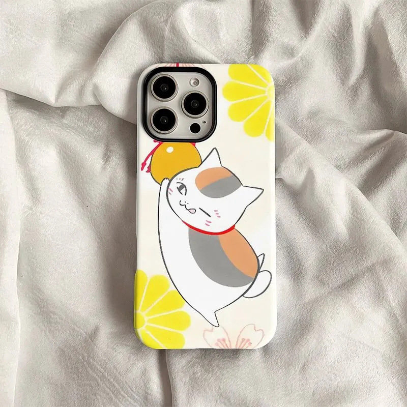 猫咪老师适用苹果17pro手机壳iPhone16/15/13/12promax夏目友人帐14/7/8plus动漫11夏日磨砂菲林二合一xs/r套