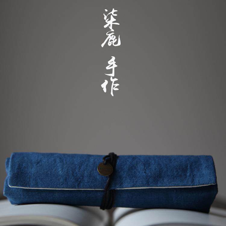 柒鹿手创丨日系文艺复古卷帘笔袋钢笔笔帘卷笔袋大容量女简约男款图片