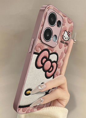 粉萌凯蒂猫适用于opporeno15手机壳15pro新款14pro卡通13turbopro可爱小羊皮12网红11好看10男女高级感a6支架