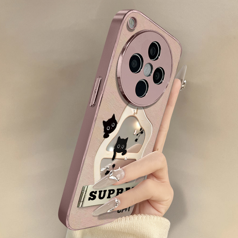 浙皇适用于oppofindx8手机壳x7ultra镜面x6pro高级x5防摔a93s支架a72网红a57电镀97新款女可爱a2古风猫咪蝴蝶