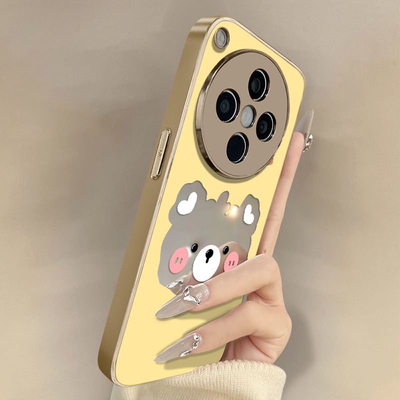 镂空小熊适用oppofindx8Pro手机壳X7Ultra高级x6网红x5趣味a97新款A93s可爱女96电镀镜面58全包55防摔支架