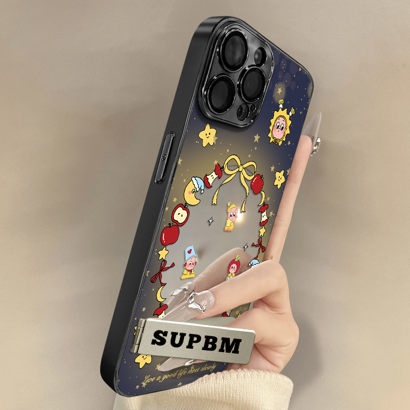 浙皇适用于苹果16promax手机壳iPhone15新款14plus全包13防摔12补妆11支架8男女17镜面x可爱xr波点星星太阳人