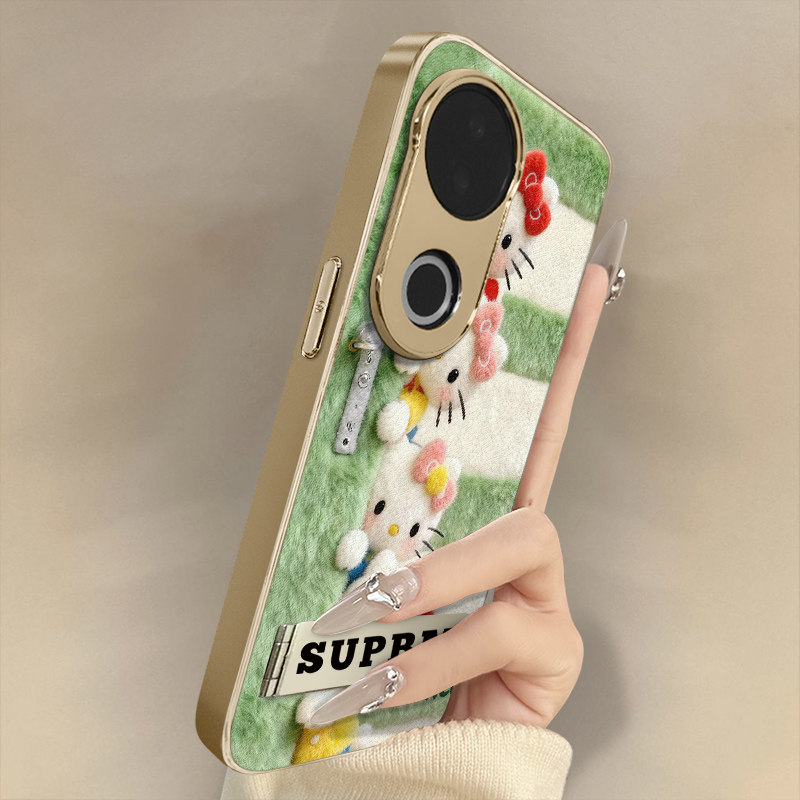 偷看kt猫适用于vivos30手机壳s20pro新款s18e卡通s17t网红15可爱s19女s16高级12支架s10全包防摔小羊皮保护套