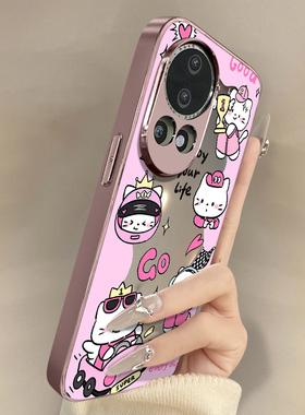 赛车kt猫适用于华为nova15手机壳nova15pro新款15ultra卡通14网红可爱13女12se高级感11支架10电镀镜面保护套
