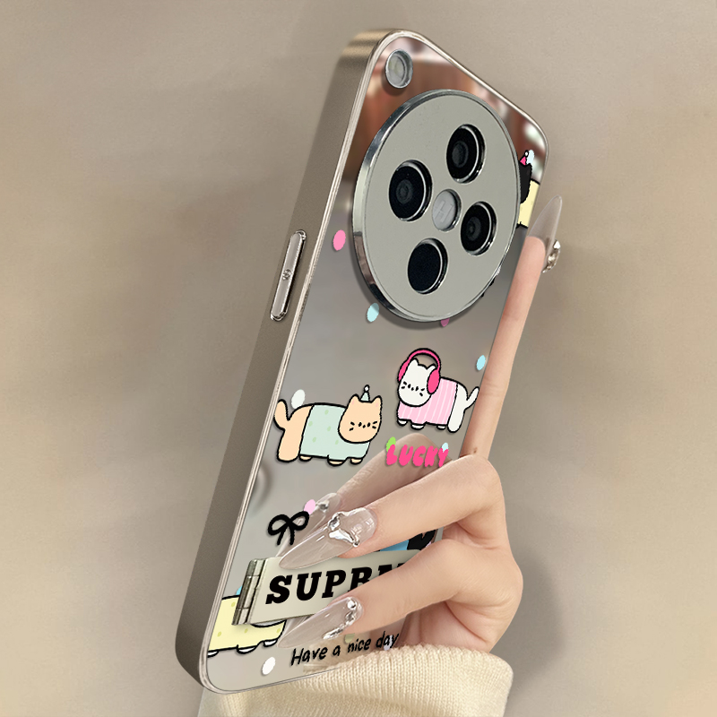 浙皇适用于oppofindx8手机壳x7ultra镜面x6pro高级感x5全包a97防摔a93s支架a72网红新款女可爱a2波点耳机猫咪