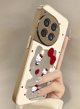 圆点kt猫适用于一加15手机壳一加13t新款13卡通12网红可爱11女Ace6高级感ace5ultra支架3pro电镀镜面2v保护套