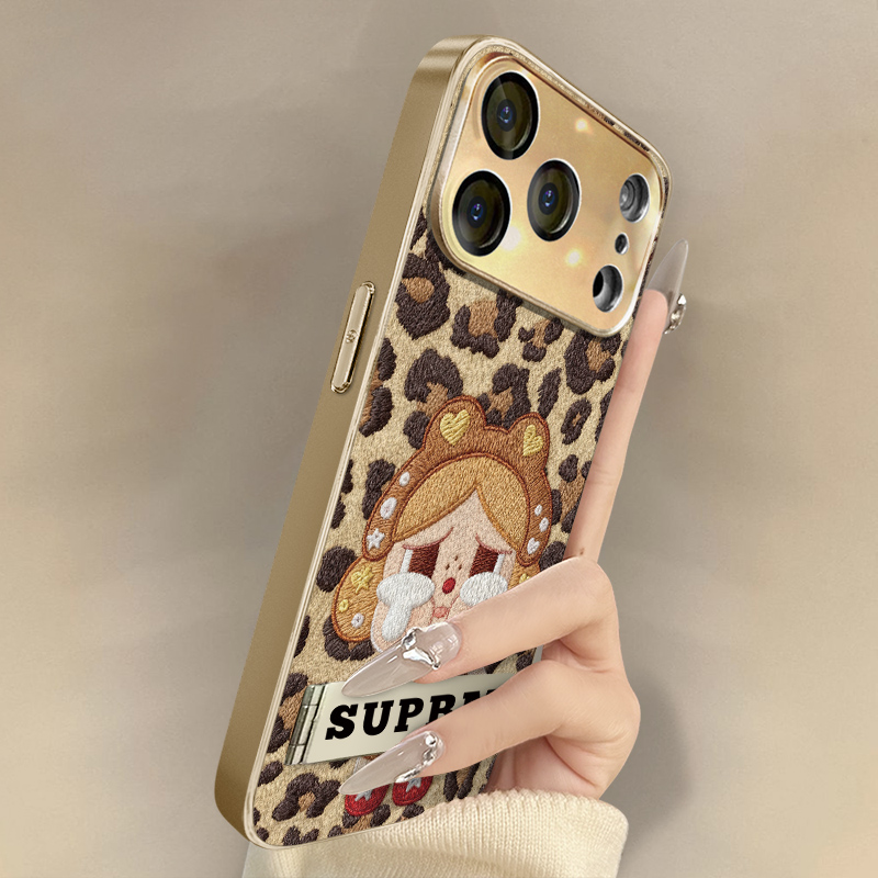 浙皇适用于苹果17手机壳iPhone15新款14plus卡通13小众12可爱女高级16promax支架8全包防摔Air小羊皮豹纹哭娃
