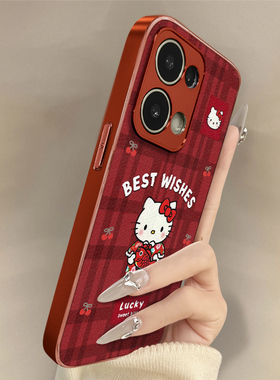 年年有鱼kt猫适用于opporeno15手机壳15pro新款14pro卡通13turbopro可爱小羊皮12网红11好看10男女高级a6支架