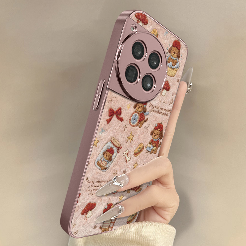 瓶装小狗适用于一加15手机壳1加13T新款12卡通11网红ace6可爱ace5pro女ace3高级2支架全包防摔小羊皮保护套