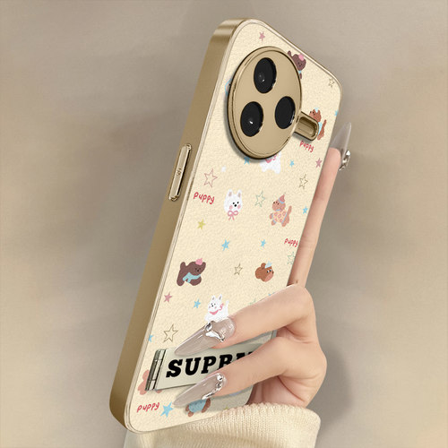 小狗星星适用于红米k90手机壳k80新款k70e卡通60ultra网红note15可爱14高级13支架12pro全包防摔小羊皮保护套