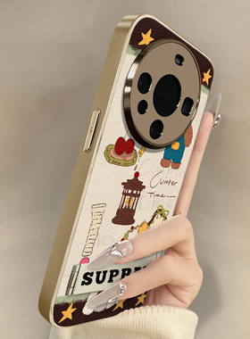 浙皇适用华为mate70手机壳Mate60Pro+高级网红proplus新款50E可爱40Pro女电镀30小羊皮全包防摔支架樱桃小熊