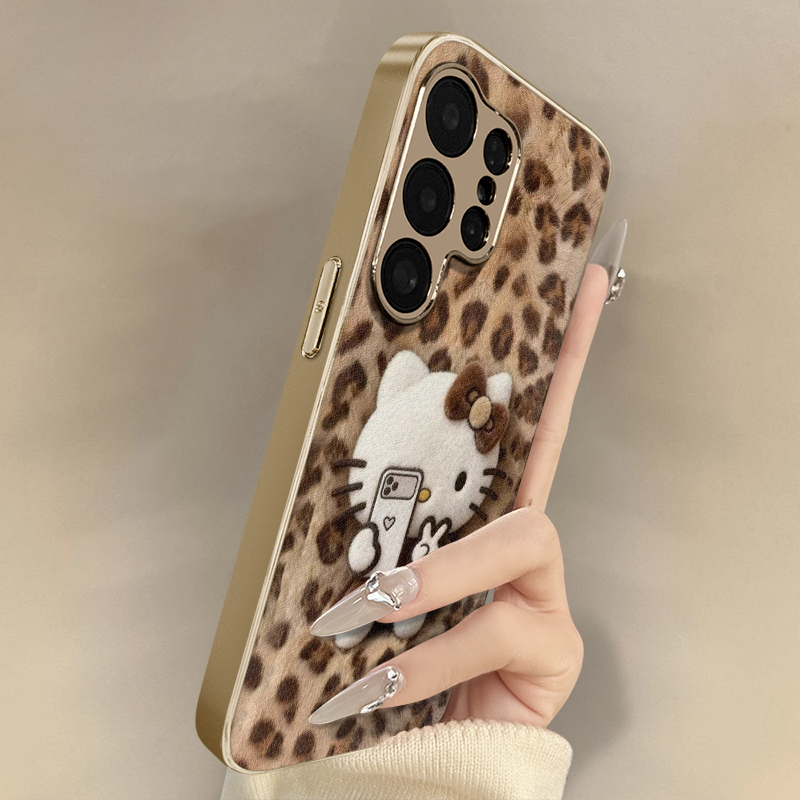 自拍kt猫适用于三星galaxys25手机壳s25plus新款s25ultra男女s24可爱小羊皮s23网红s22好看小众高级防摔支架