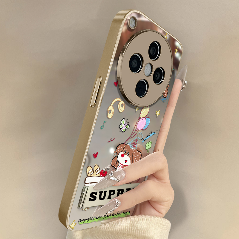 浙皇适用于oppofindx8手机壳x7ultra新款x6pro补妆镜面x5高级a97电镀a93s防摔a72支架57全包卡通男女气球小狗