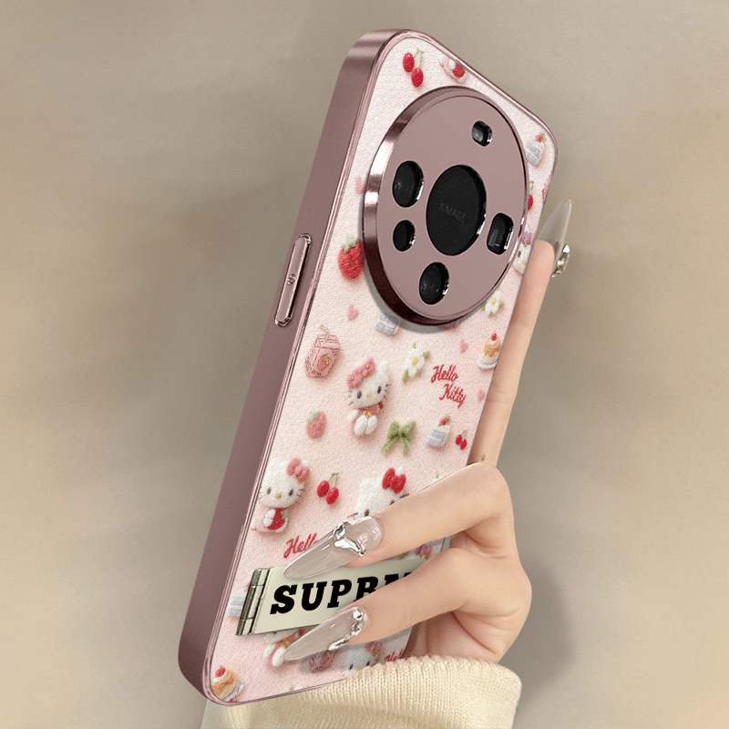 蛋糕kt猫适用于华为mate70手机壳mate60pro新款50e卡通40网红mate30pro可爱女高级支架全包防摔小羊皮保护套