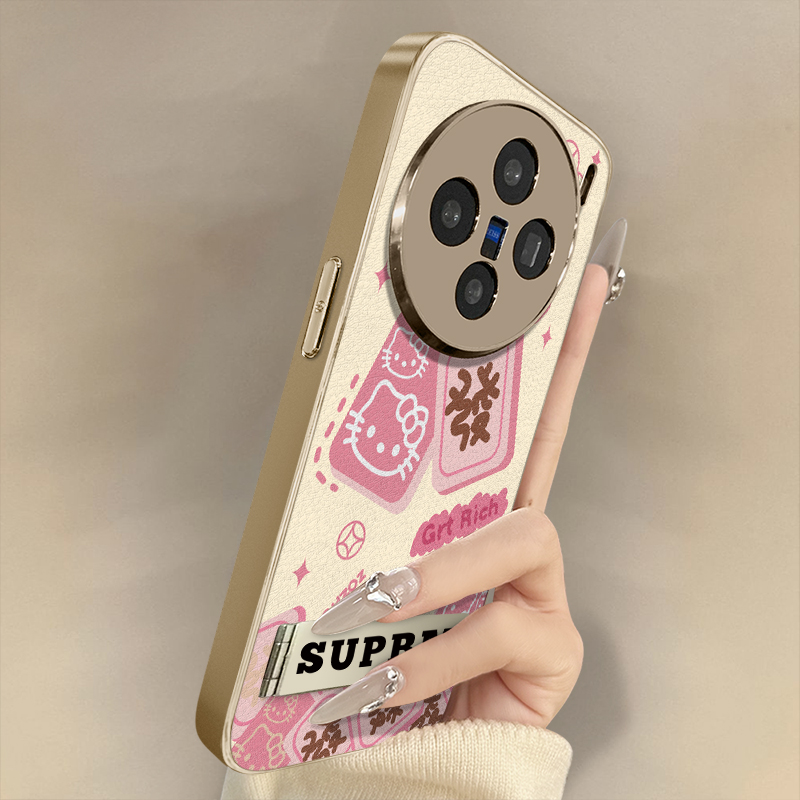 浙皇适用于vivox200s手机壳x100ultra新款x90卡通x80pro可爱x70女款高级60支架y300全包防摔小羊皮发财KT猫