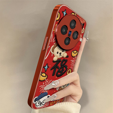 新春福熊适用于vivox300手机壳x300pro新款200s卡通x100ultra可爱x90s小羊皮80网红y500好看男女高级防摔支架