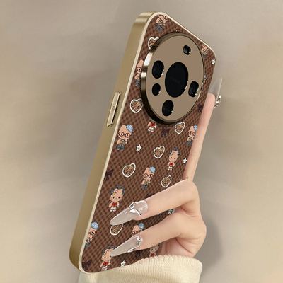 格纹爱心kt猫适用于华为mate70手机壳70pro新款70air卡通60pro+可爱小羊皮50网红40e好看30pro男女高级支架