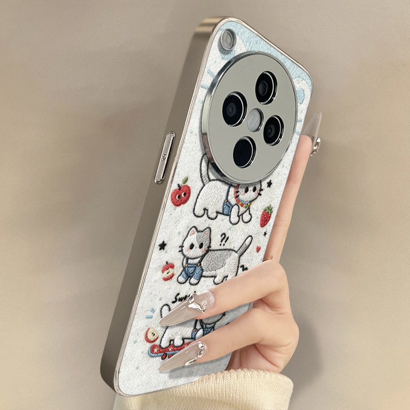 滑板小猫适用于OPPOFindX9手机壳x7ultra新款findx8卡通x6网红x5可爱女a97高级a93s支架全包防摔小羊皮保护套