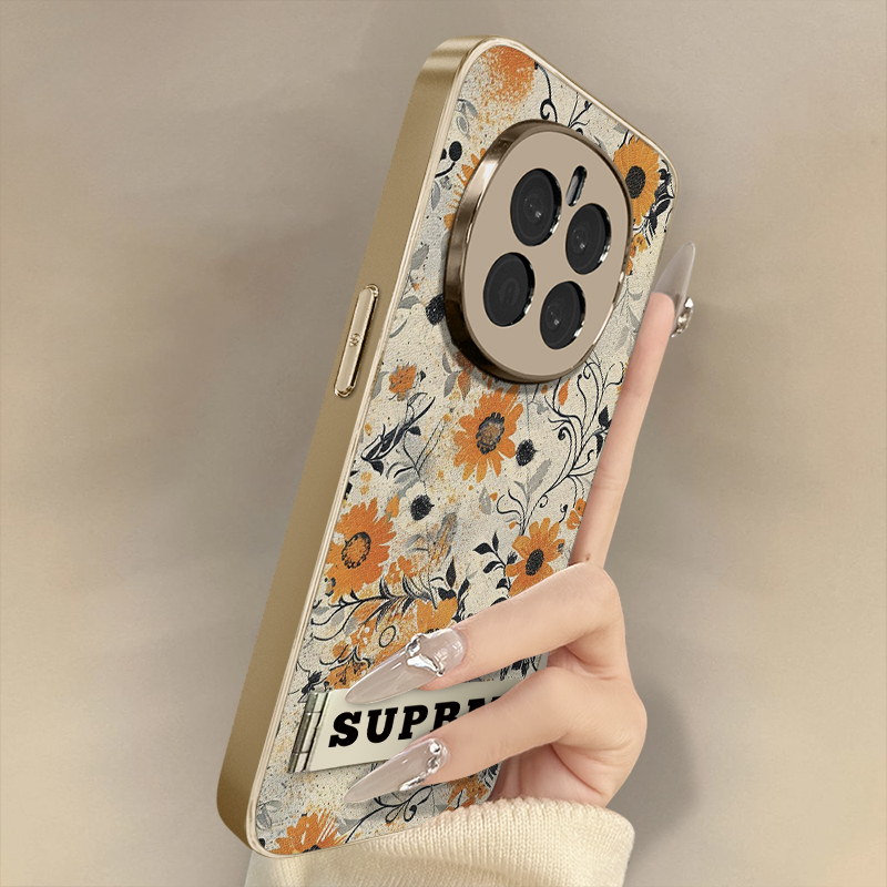 浙皇适用于荣耀magic7手机壳6高级5pro网红4新款x60i复古x50gt女x40i电镀x30i小羊皮全包防摔支架GTPro向日葵