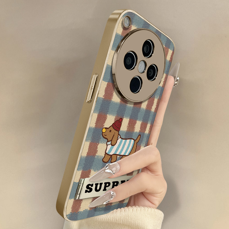 浙皇适用于oppofindx8手机壳x7ultra新款x6pro创意x5卡通a97男女a93s支架a72全包套防摔小羊皮a2格纹小狗