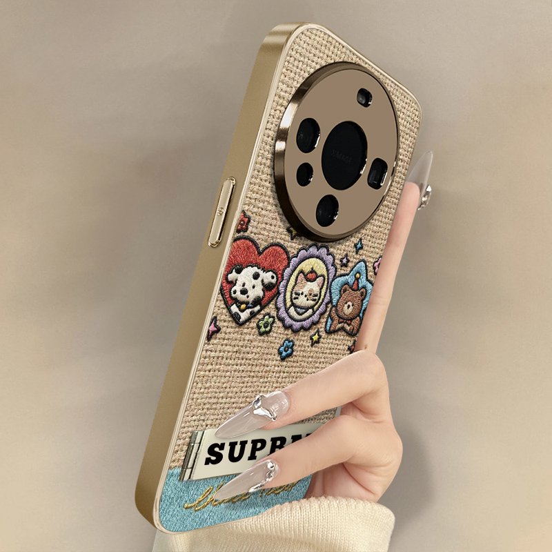 动物头像适用于华为mate70手机壳mate60pro新款50e卡通40网红mate30pro可爱女高级支架全包防摔小羊皮保护套